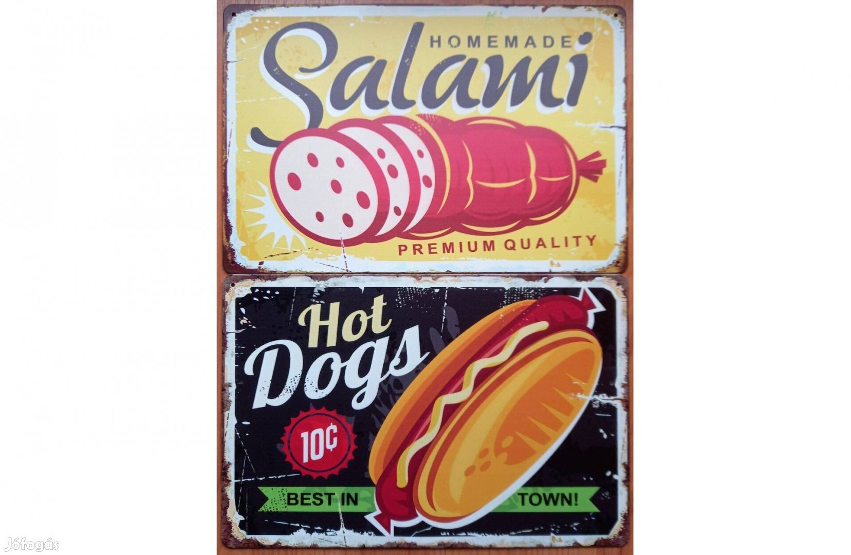 Dekorációs fém tábla (Házi Szalámi, Prémium Minőség - Hot Dogs, Legjob