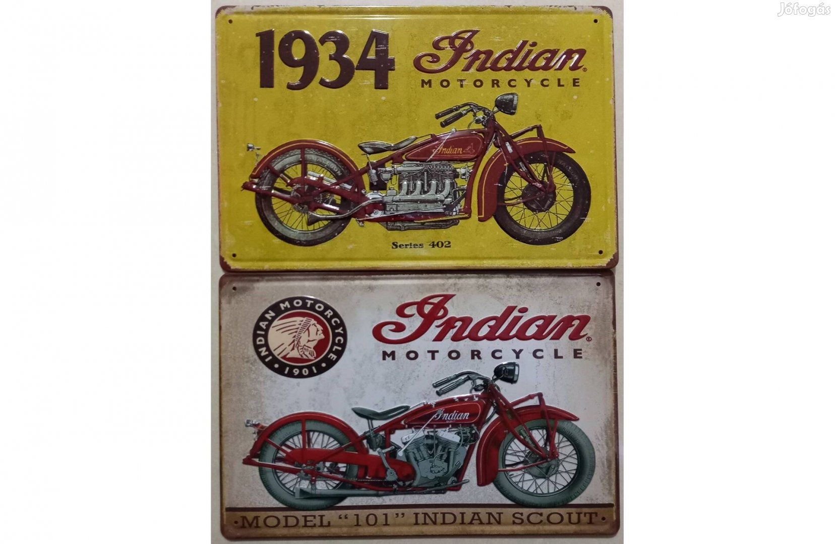 Dekorációs fém tábla (Indian Motorcycle 402 és 101 model )
