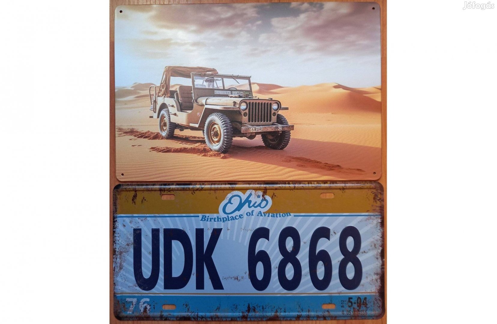 Dekorációs fém tábla (JEEP Willys - USA, Ohio Rendszám)