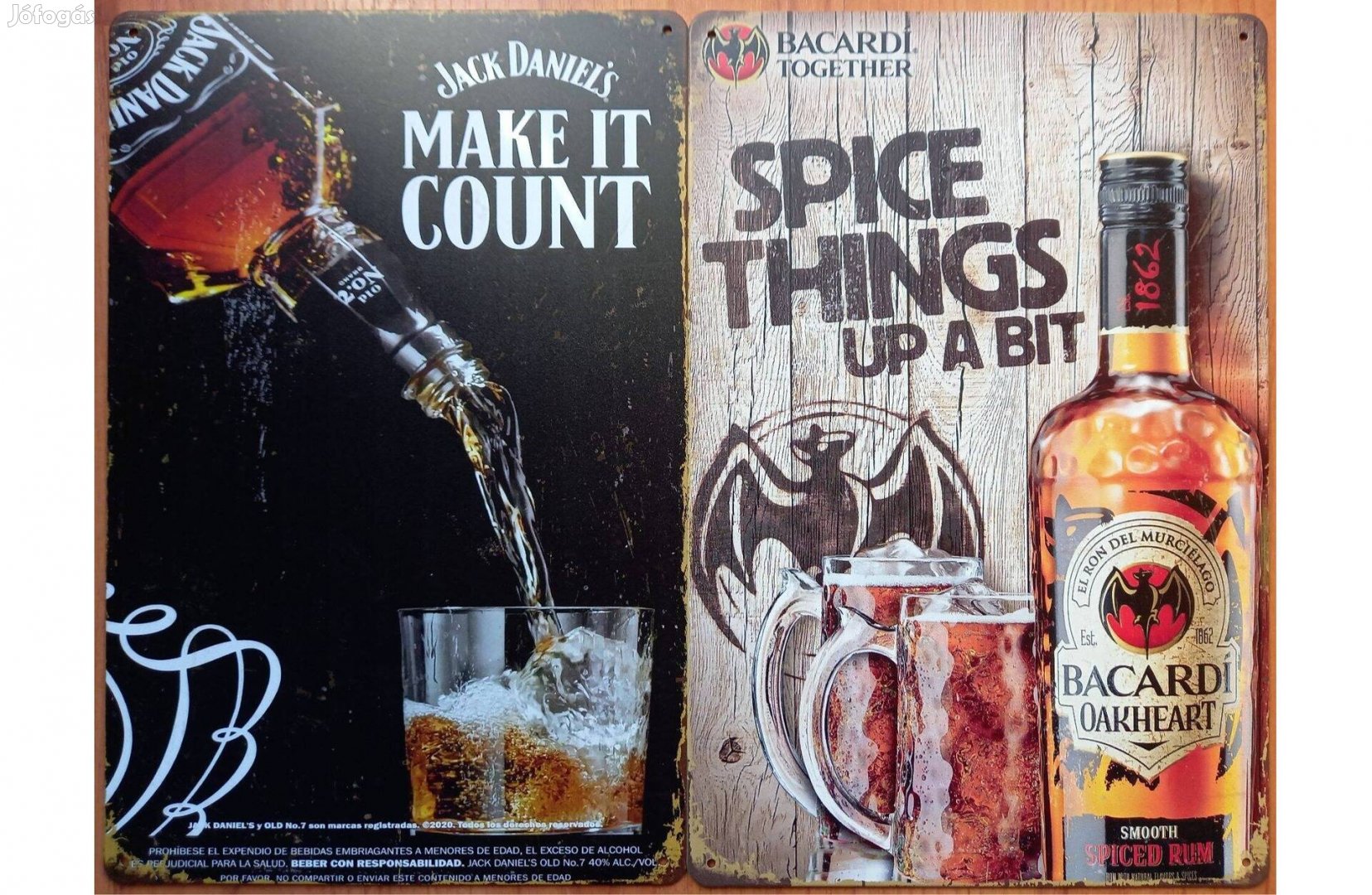 Dekorációs fém tábla (Jack Daniels - Bacardi)