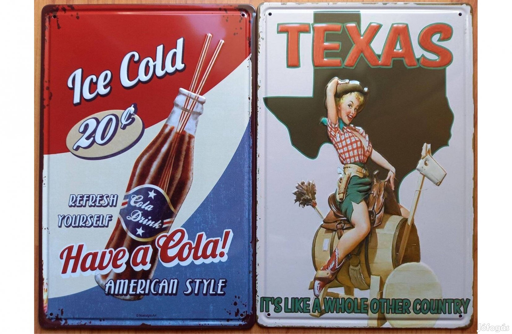 Dekorációs fém tábla (Jéghideg COLA, American Style - Texas Olyan Mint