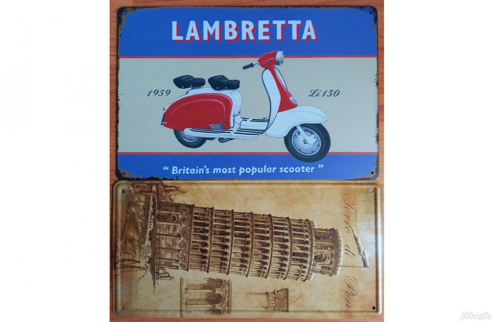 Dekorációs fém tábla (Lambretta - Ikonikus Olasz Robogó -Pisai Ferdeto
