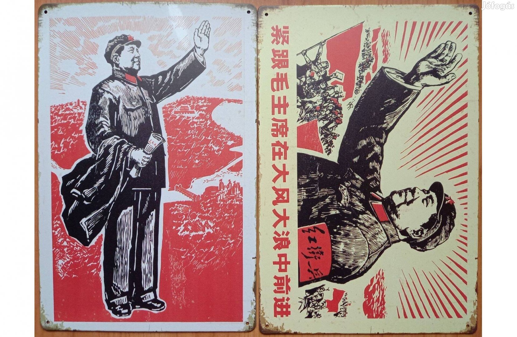 Dekorációs fém tábla (MAO Che-Tung és MAO CE-Tung)