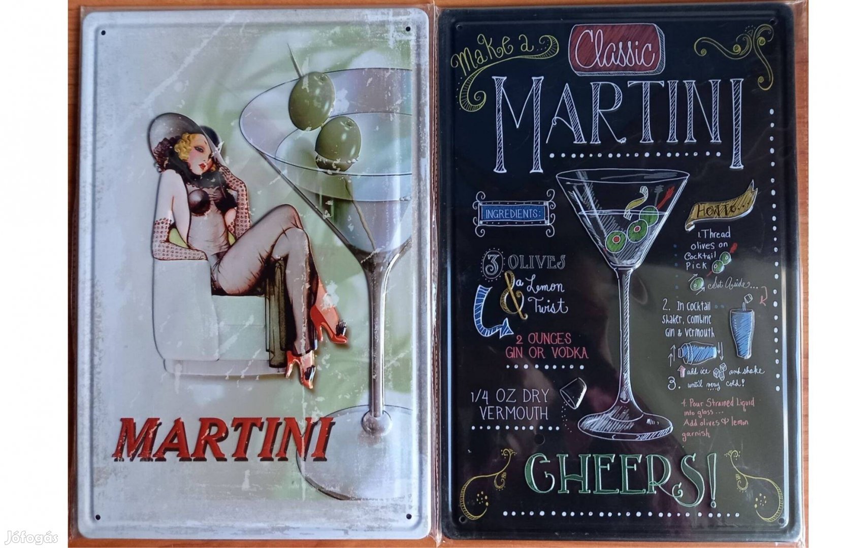 Dekorációs fém tábla (Martini - Martini Recept) Dombornyomott