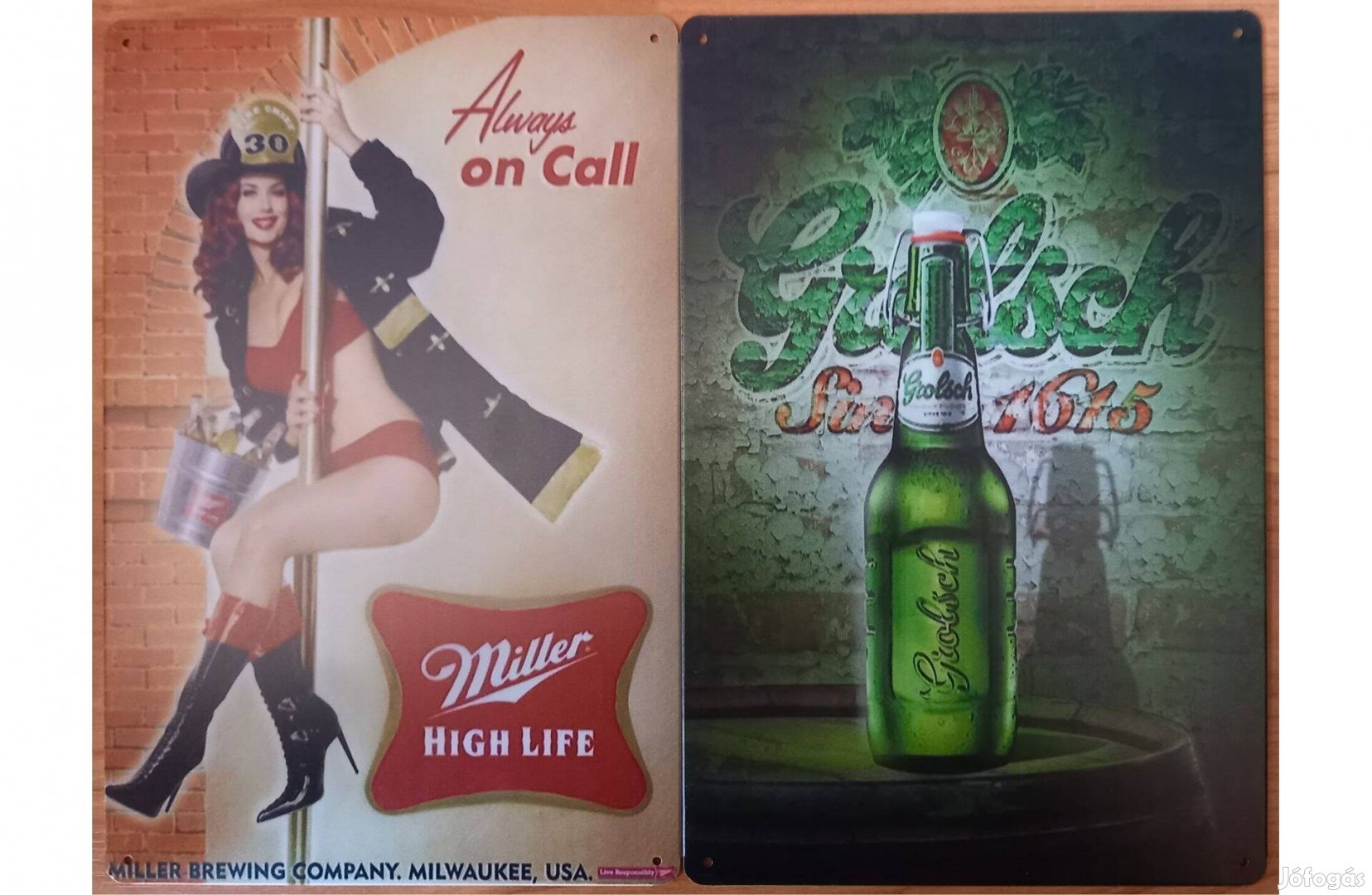 Dekorációs fém tábla (Miller (Amerikai SÖR) - Grolsch (Holland Prémium