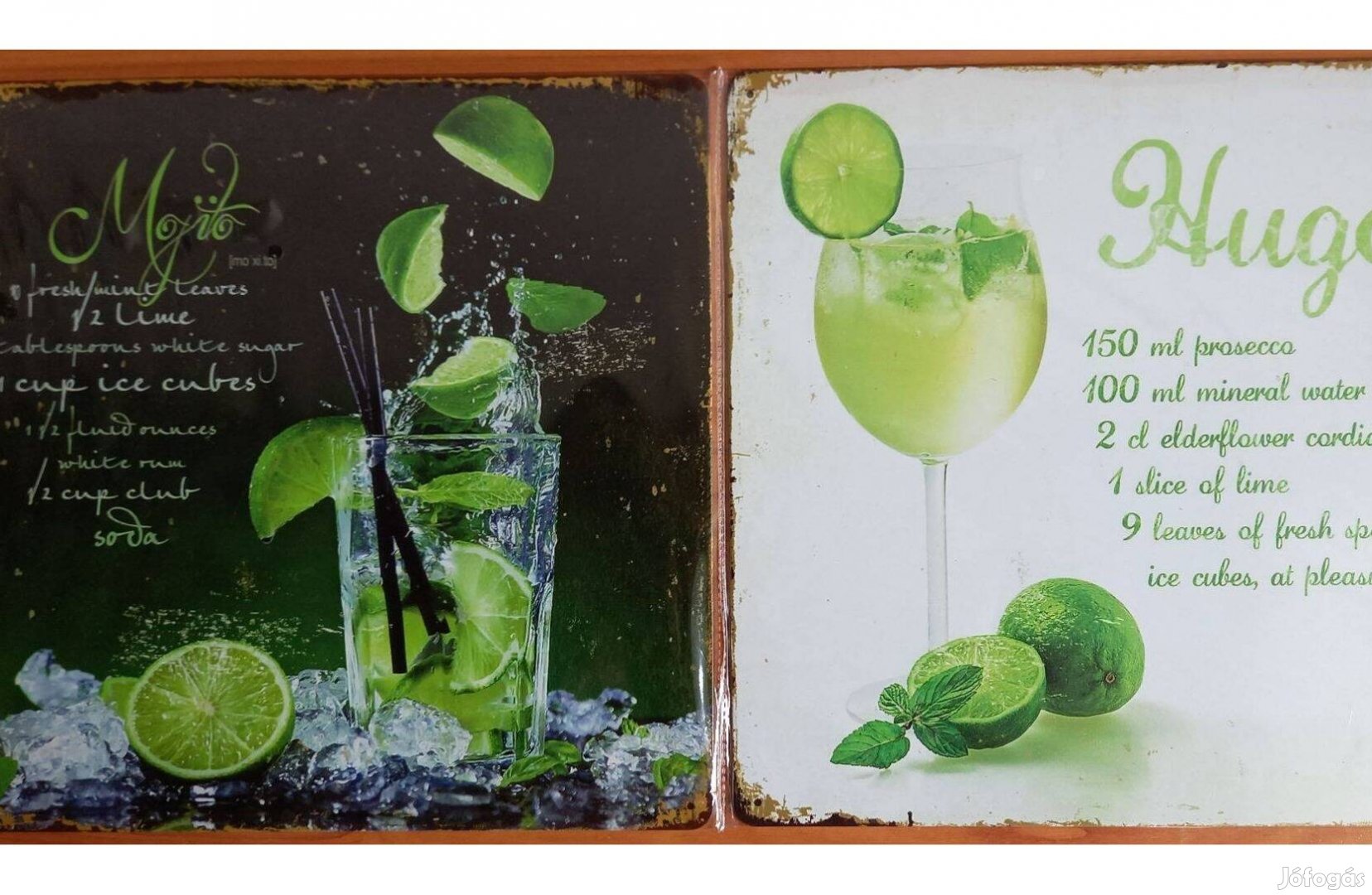 Dekorációs fém tábla (Mojito És Hugo Koktél Recept 30X30cm)