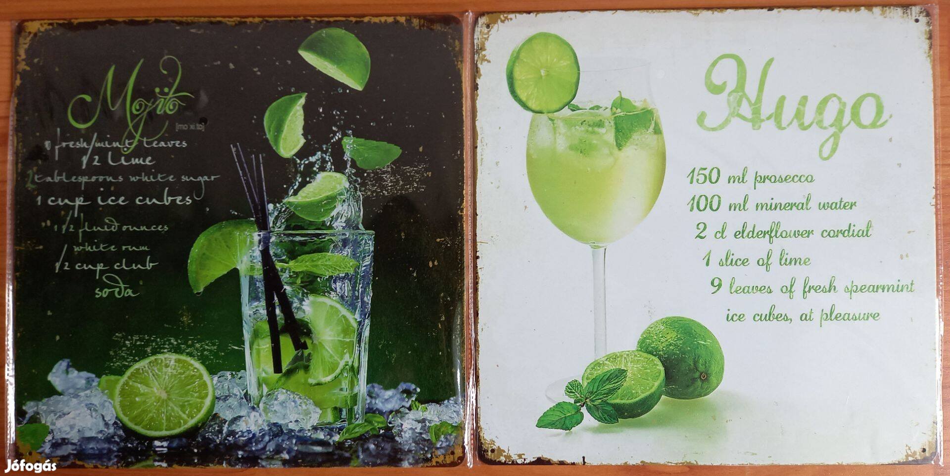Dekorációs fém tábla Mojito És Hugo Koktél Recept - 30x30