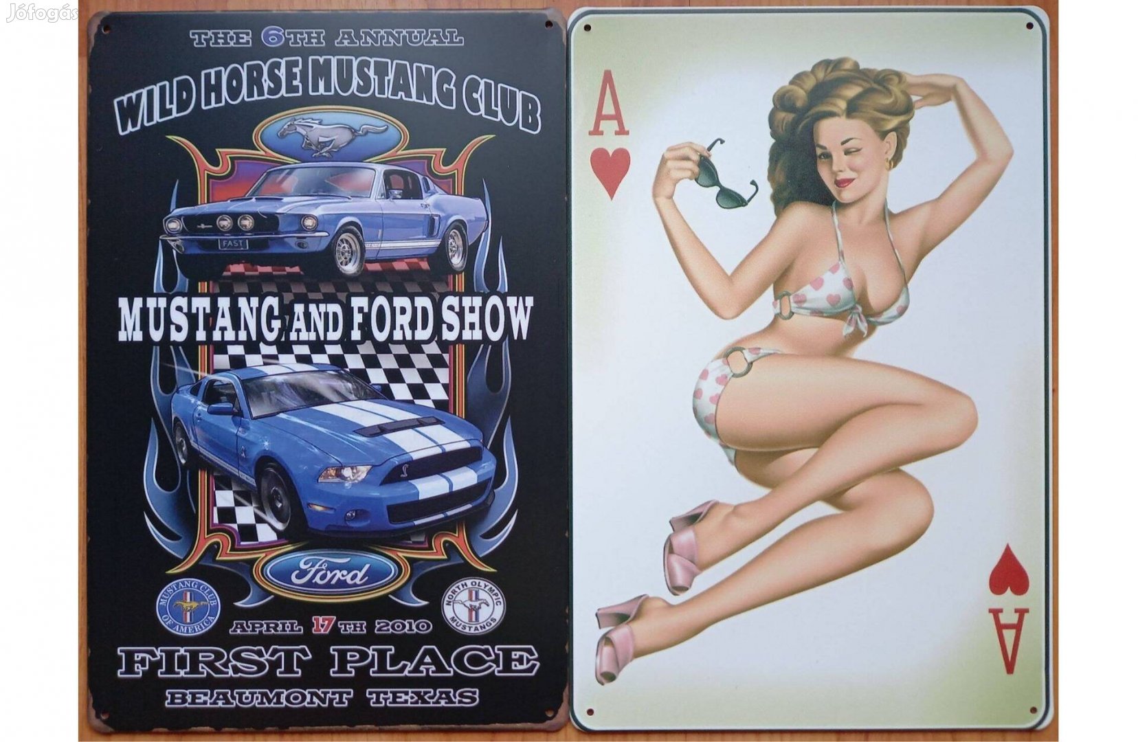 Dekorációs fém tábla (Mustang & Ford - USA PIN-UP Girls)