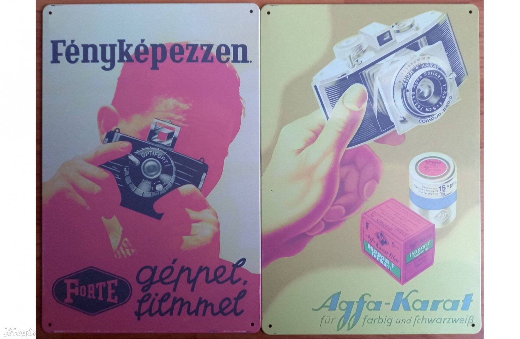 Dekorációs fém tábla (Optifort - AGFA Karat Retro Fényképezőgép Reklám