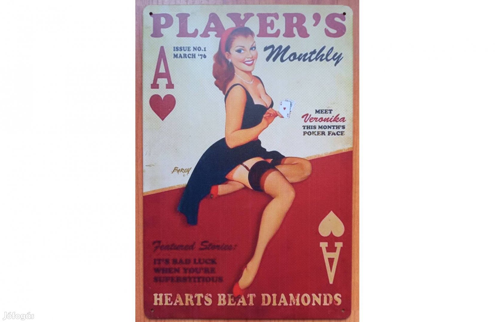 Dekorációs fém tábla (PIN-UP GIRL - Poker)