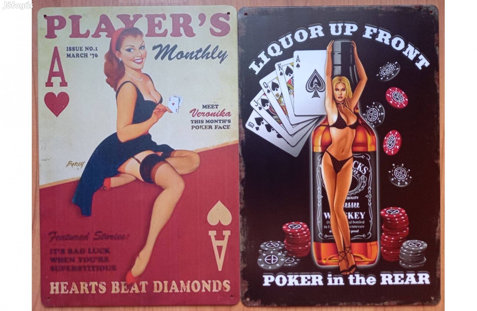 Dekorációs fém tábla (PIN-UP GIRL - Poker)