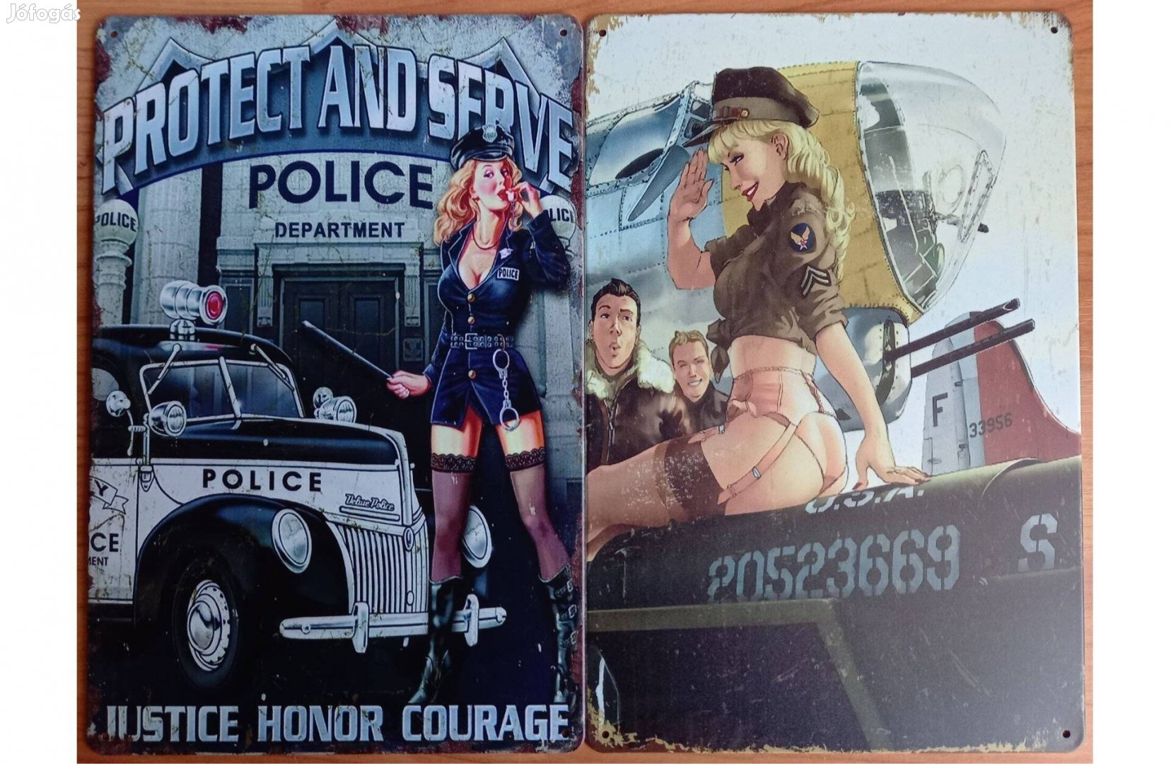 Dekorációs fém tábla (Police & Military PIN-UP Girls)