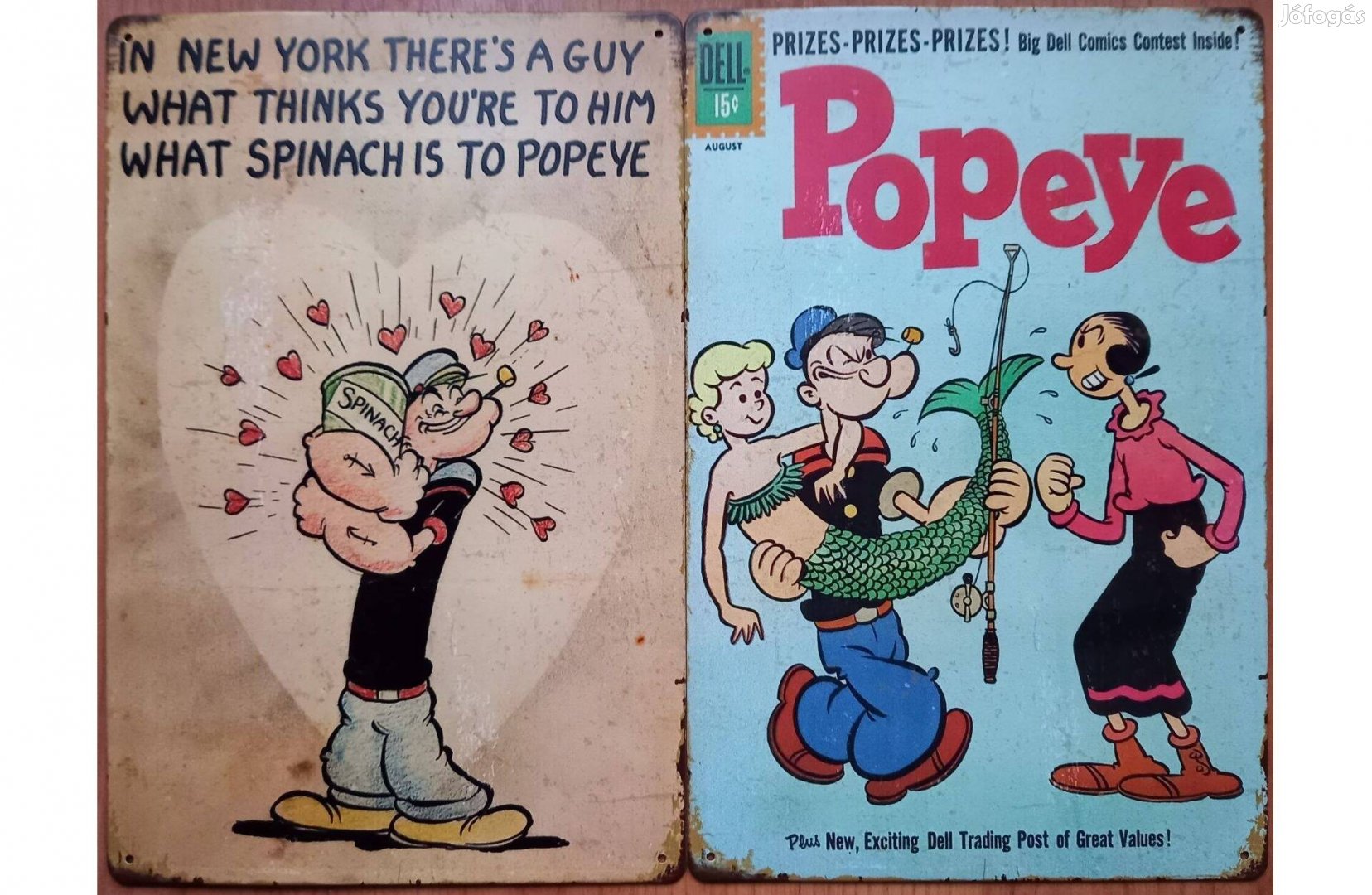 Dekorációs fém tábla (Popeye & Olive)