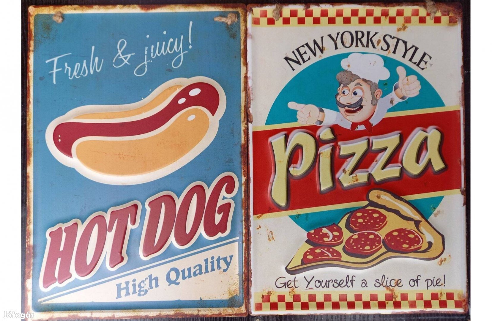 Dekorációs fém tábla (Retro Hot-Dog - Pizza - Szerezz Magadnak Egy SZE