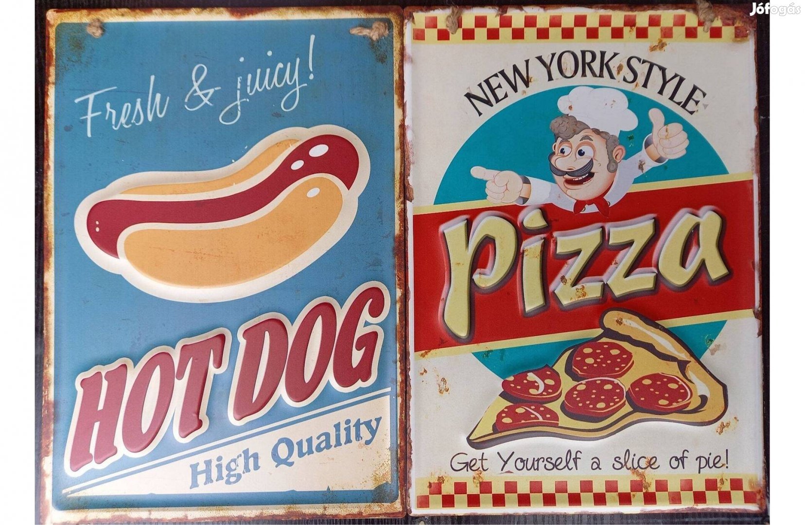 Dekorációs fém tábla (Retro Hot-Dog - Pizza - Szerezz Magadnak Egy SZE