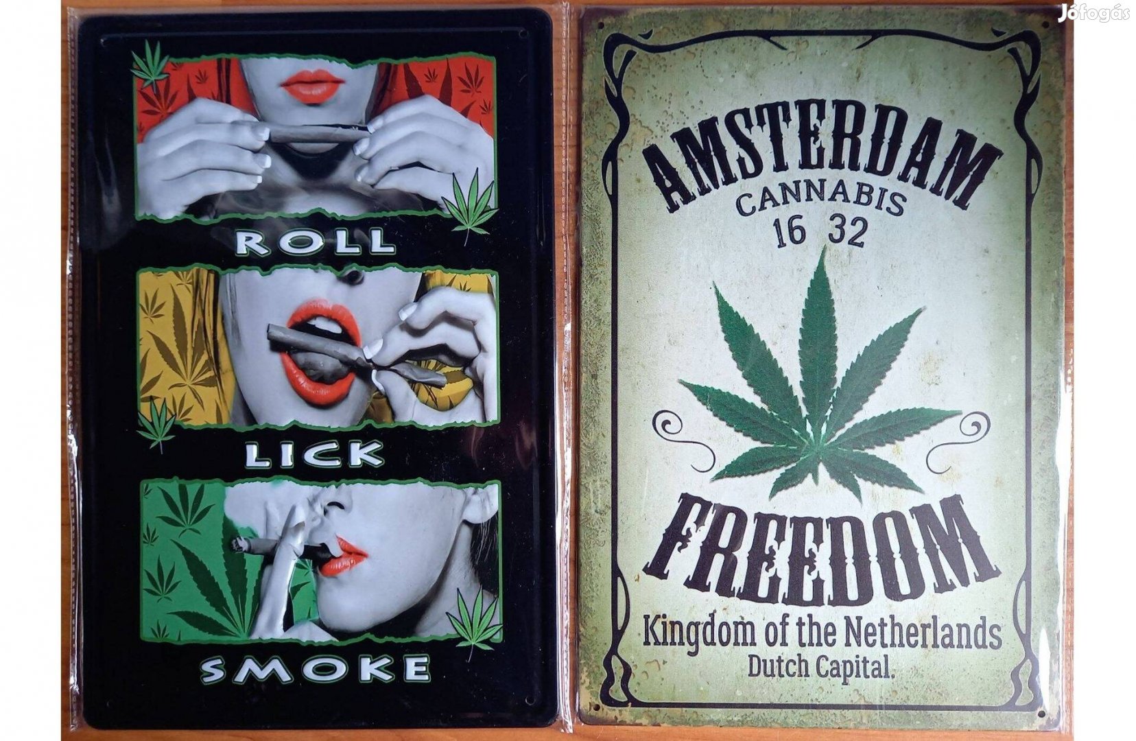 Dekorációs fém tábla (Spangli Tekerés Folyamata - Amsterdam, Cannabis