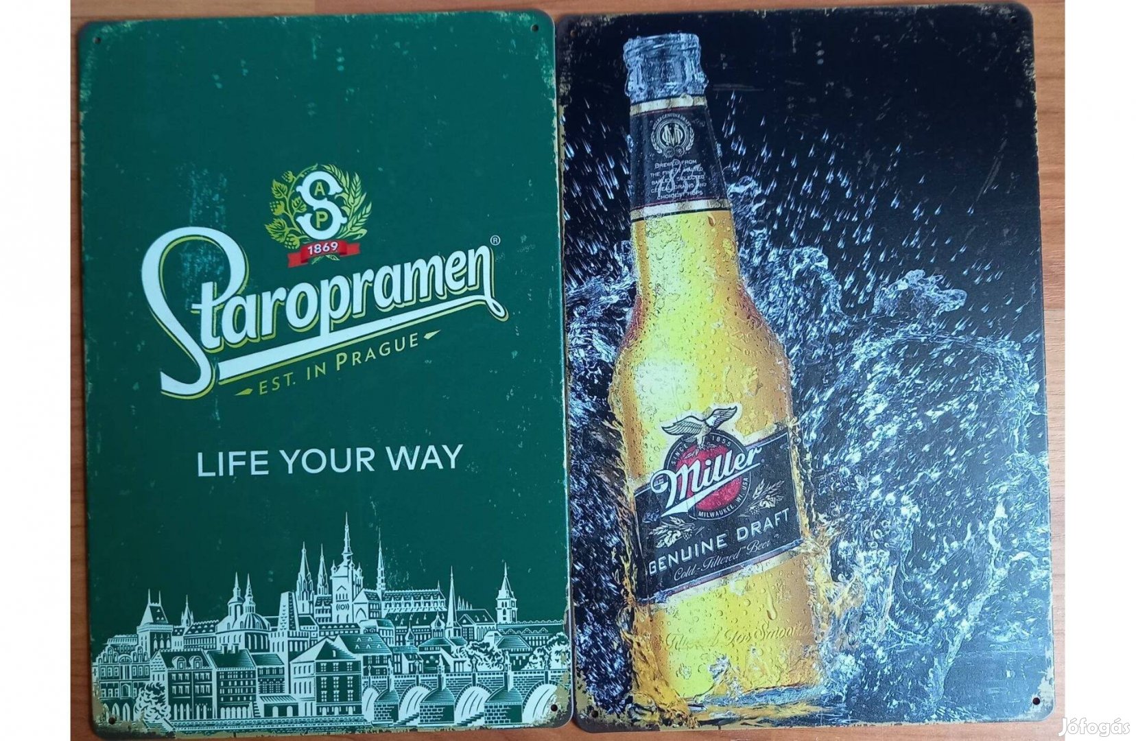 Dekorációs fém tábla (Staropramen -Miller Sörök)