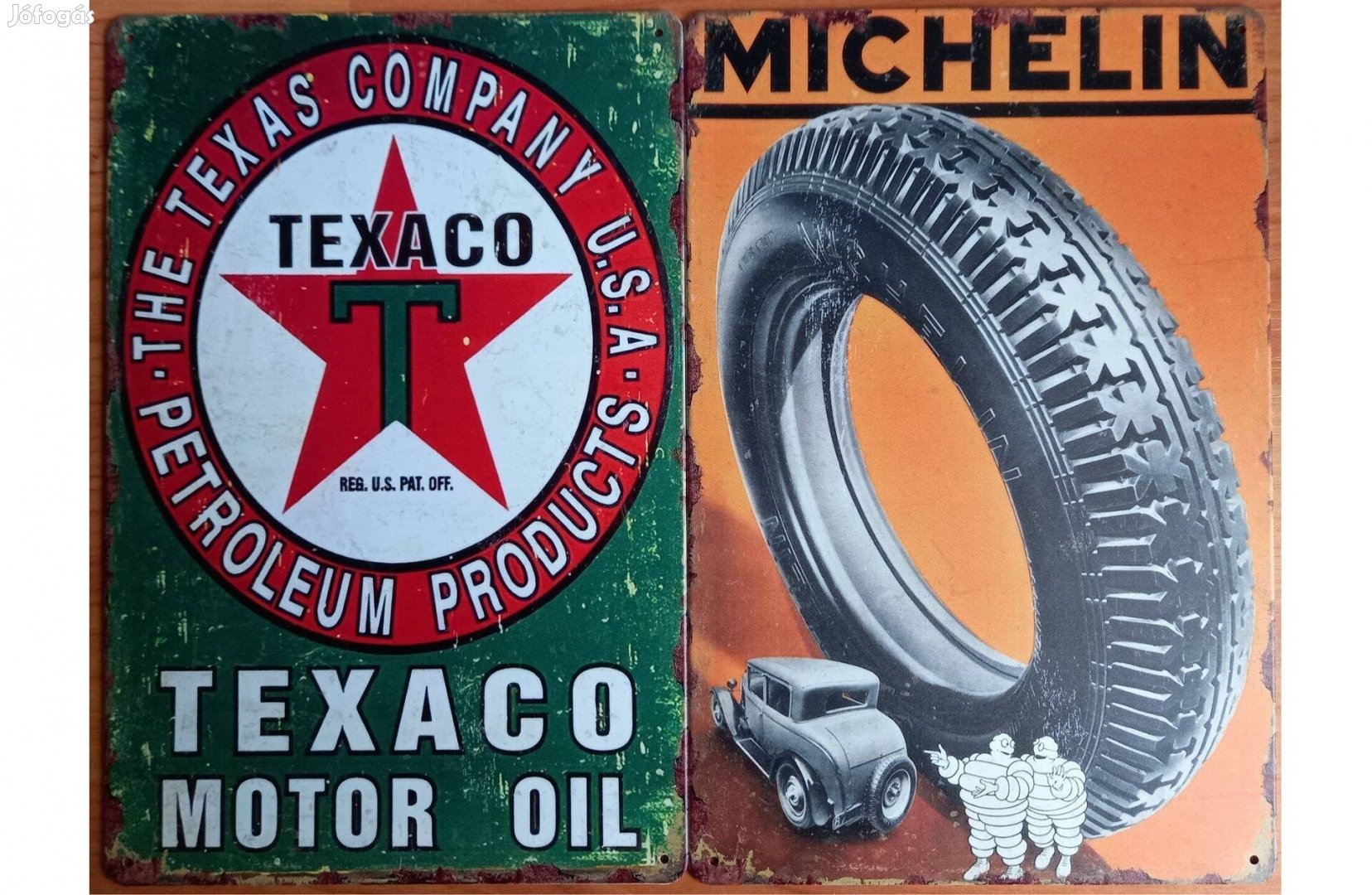 Dekorációs fém tábla (TEXACO Motor OIL - Michelin Gumiabroncs)