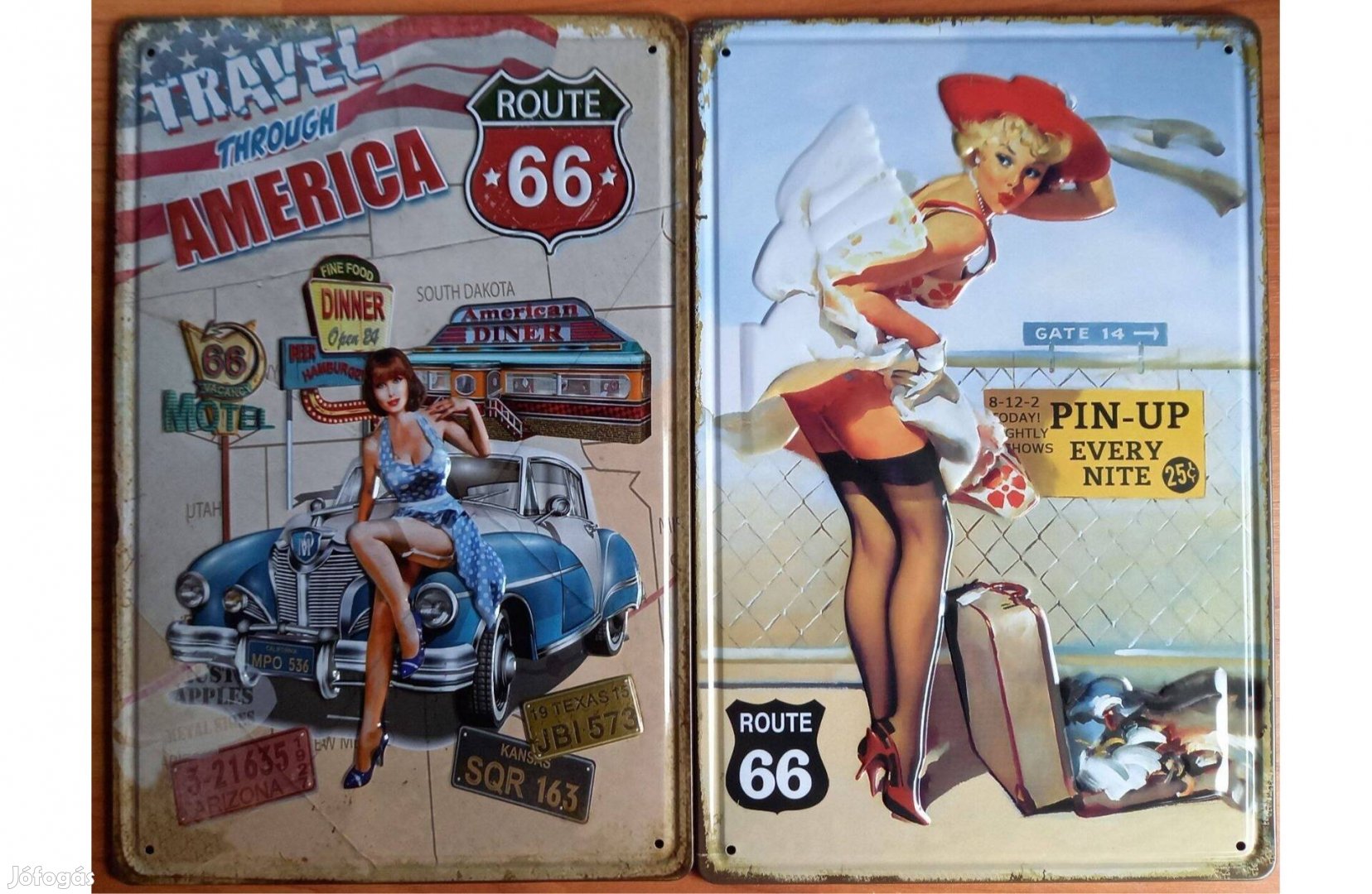 Dekorációs fém tábla (Utazni Amerikán Keresztül - PIN-UP Lányok Minden