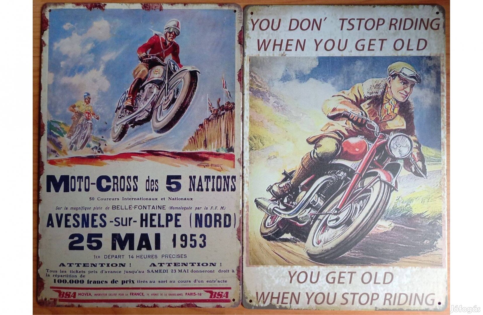 Dekorációs fém tábla (Vintage Moto-Cross France Avesnes 1953 - OLD MOT