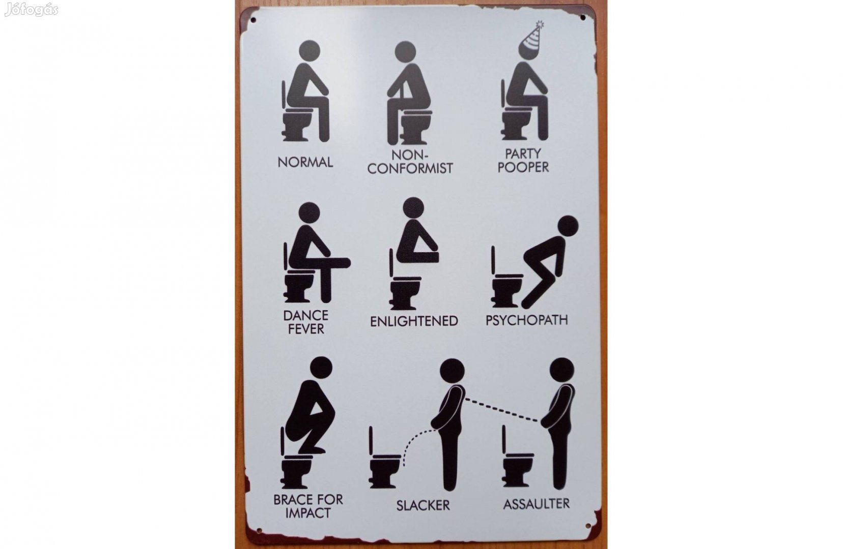 Dekorációs fém tábla (WC Használatok - Vécé - Mellékhelyiség)