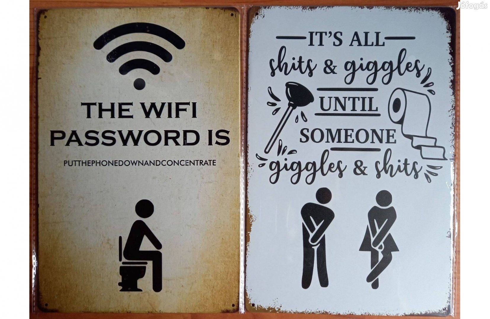 Dekorációs fém tábla (WIFI Jelszó - Toilet & Humor)