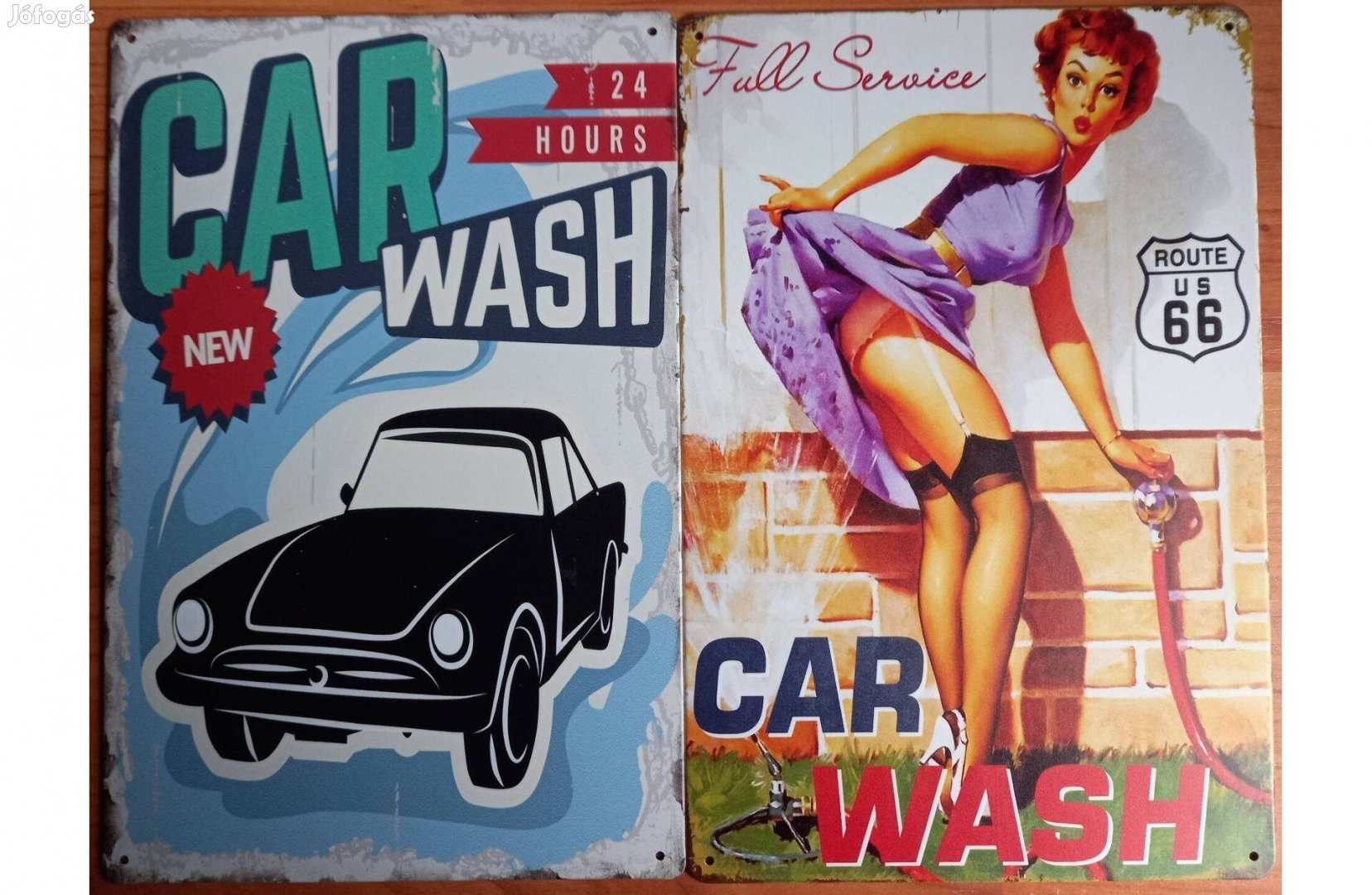 Dekorációs fém tábla ( Autó Mosó - CAR Wash PIN-UP GIRL)