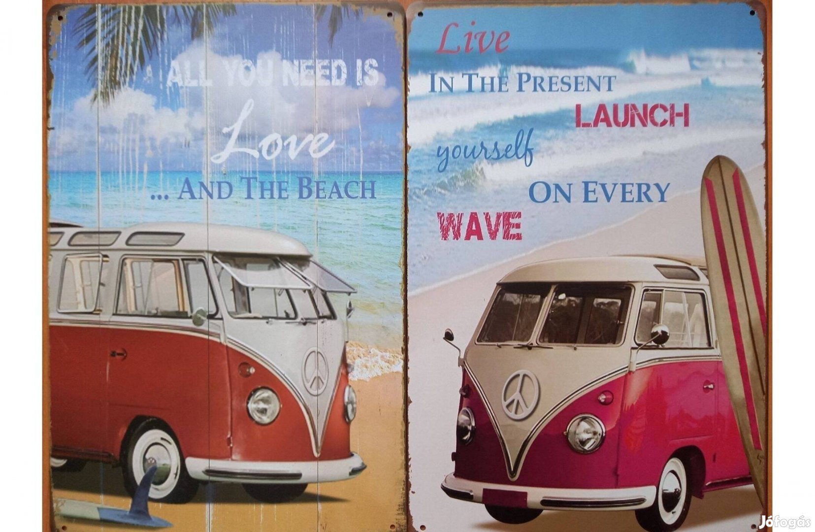 Dekorációs fém tábla Beach T1 - VW T1