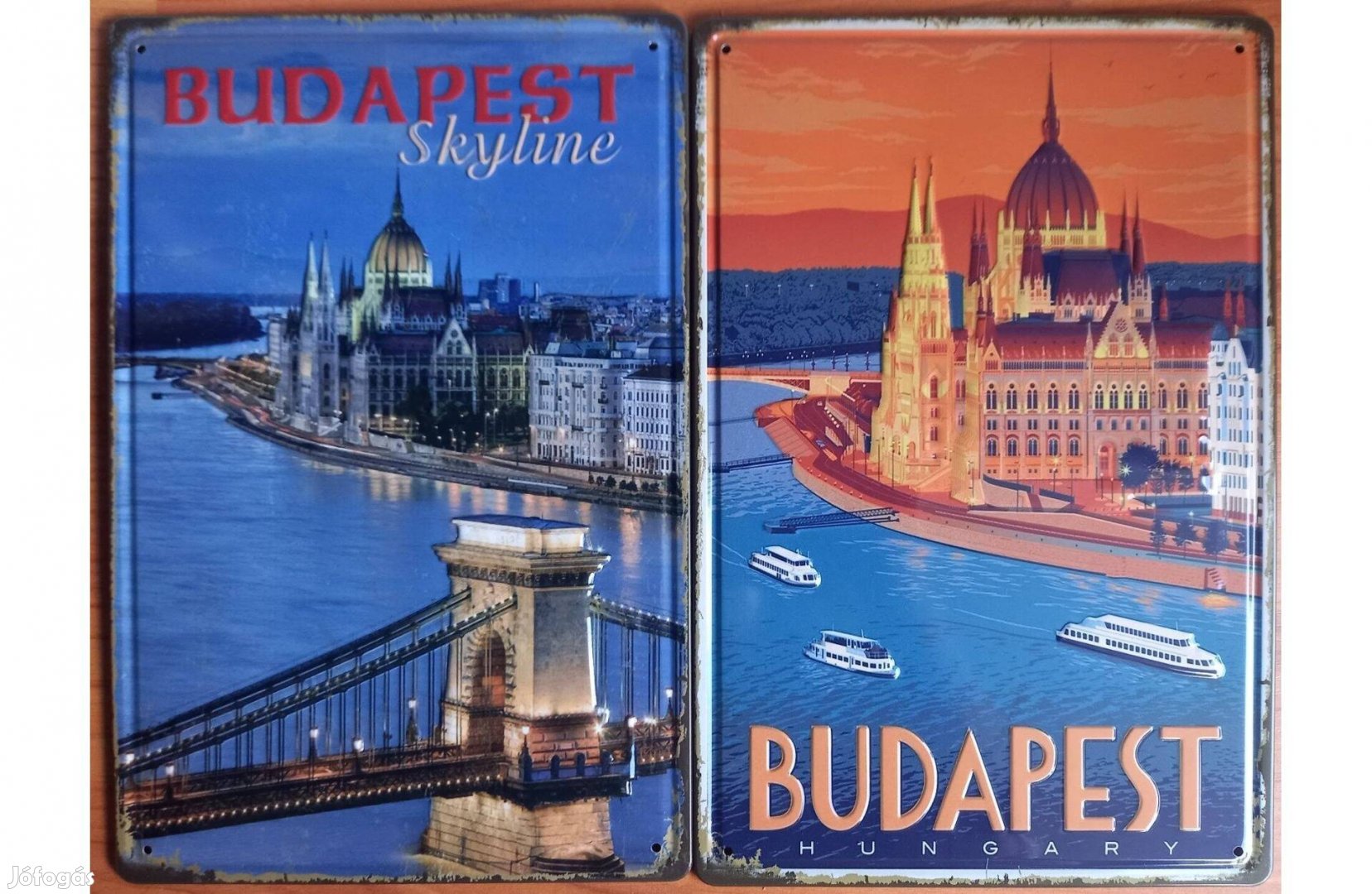Dekorációs fém tábla ( Budapest) Dombornyomott