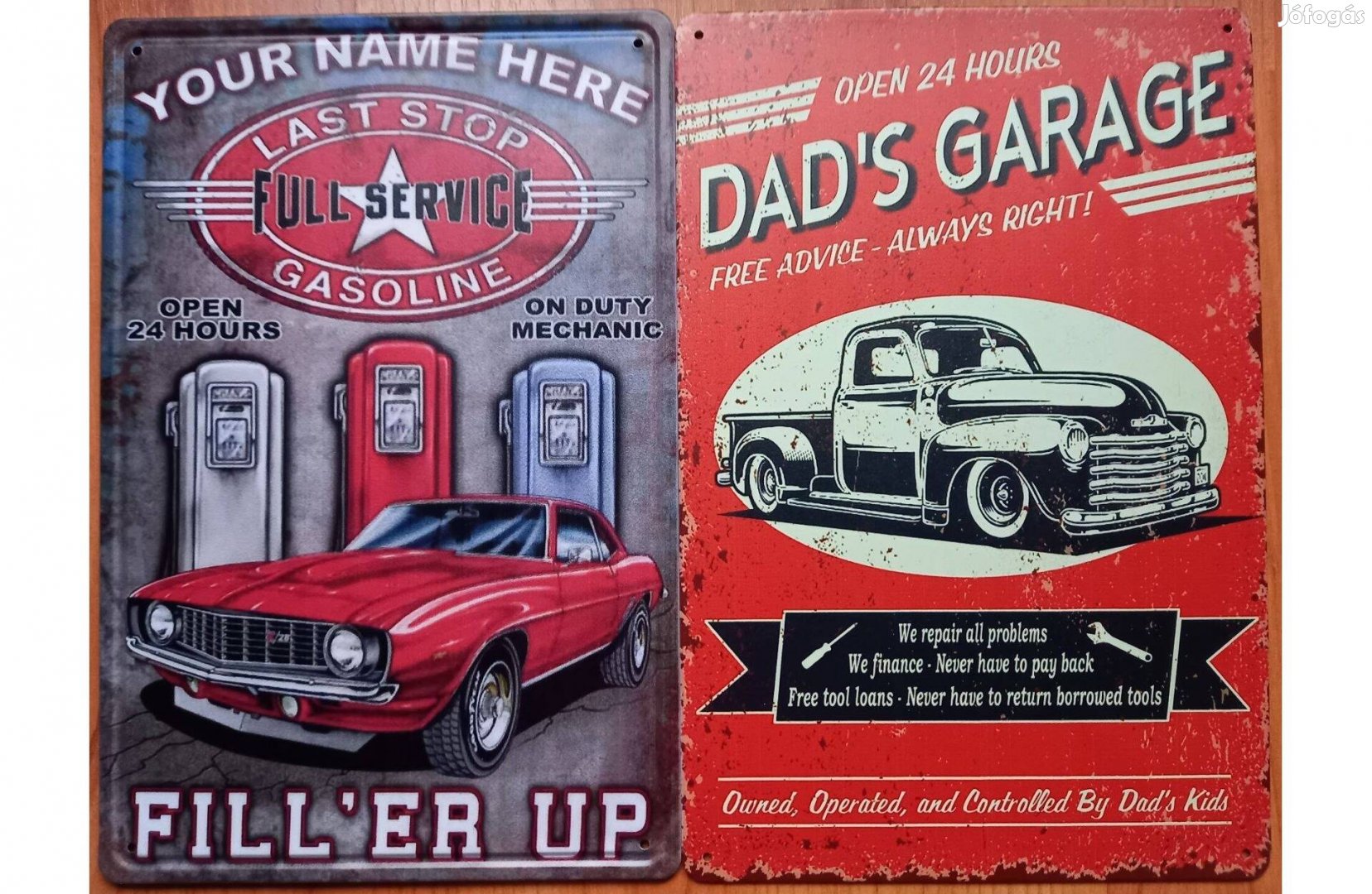 Dekorációs fém tábla ( Full Service - DAD'S Garage