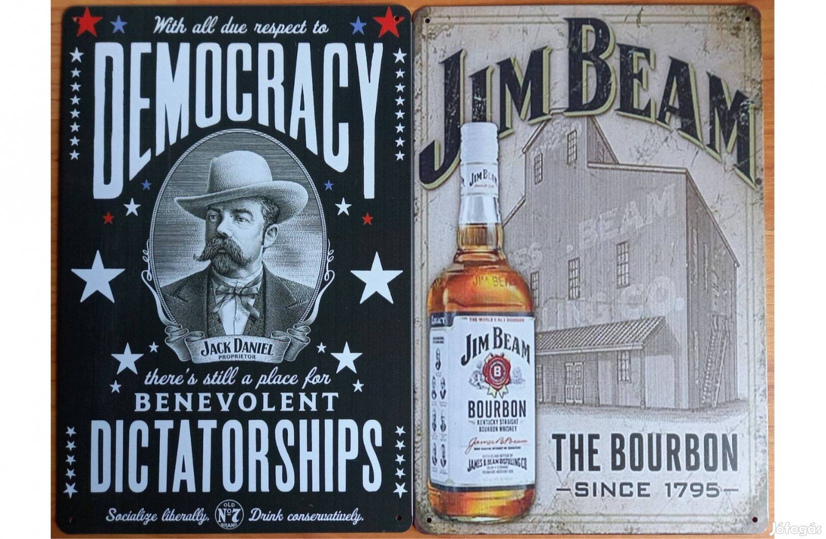 Dekorációs fém tábla ( Jim Beam - Jack Daniel)