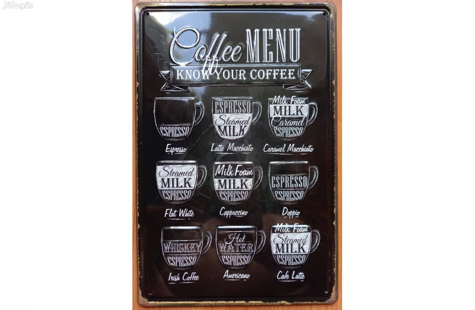Dekorációs fém tábla Kávéfélék Dobornyomott