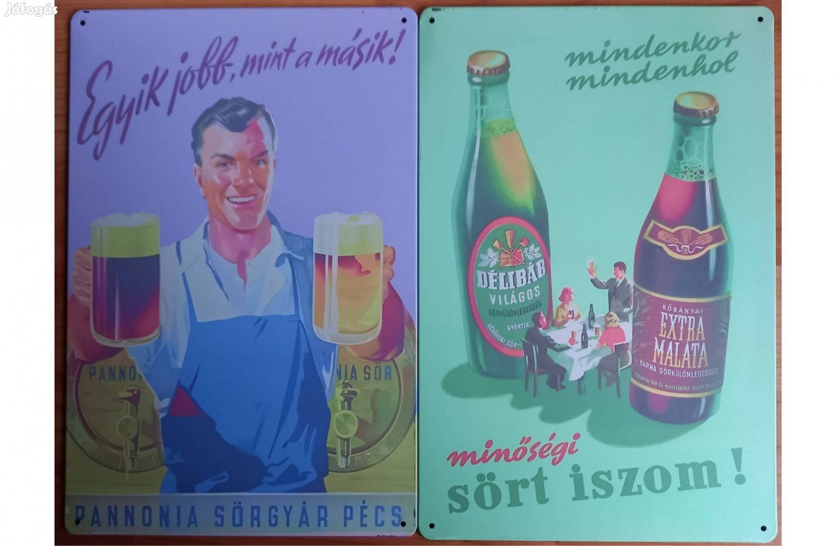 Dekorációs fém tábla ( Kőbányai És Pécsi Retro SÖR Reklámok)