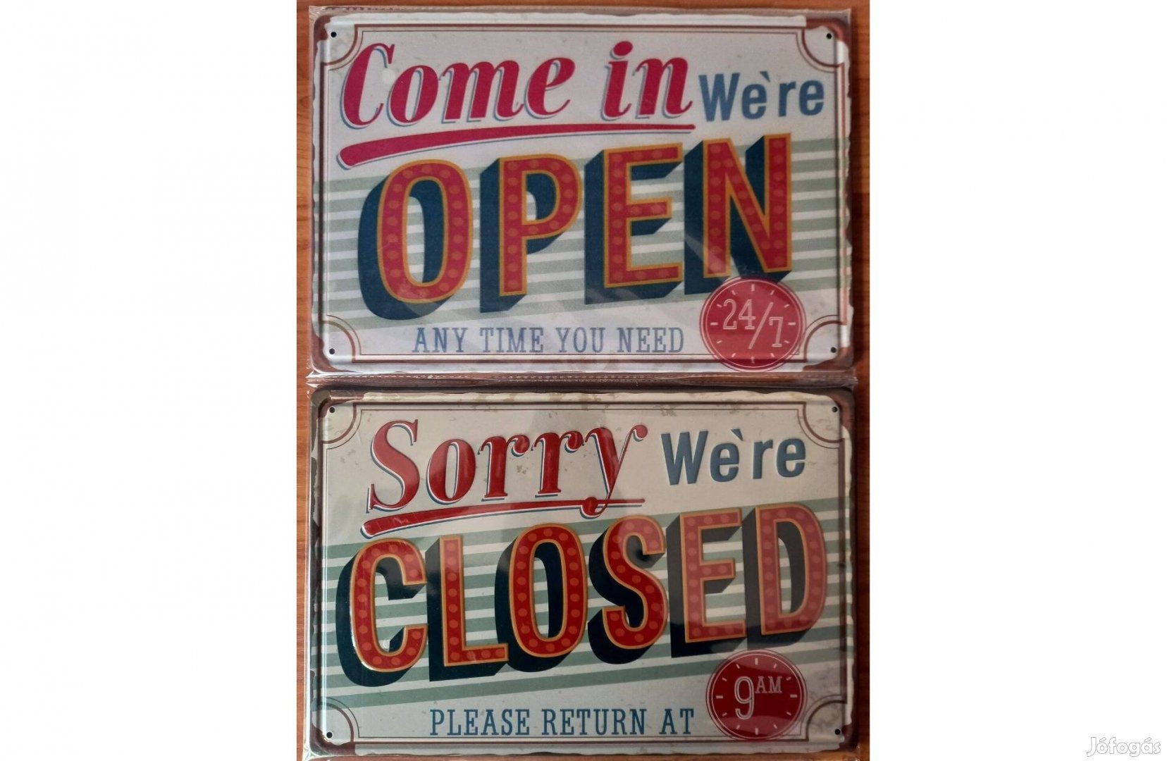 Dekorációs fém tábla Nyitva Vagyunk - Sajnálom Zárva Vagyunk