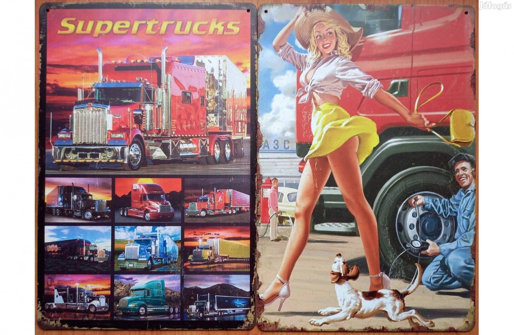 Dekorációs fém tábla ( Super Kamionok - Retro Trucks PIN-UP GIRL)