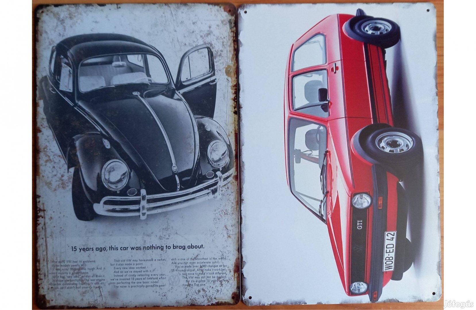 Dekorációs fém tábla ( Volkswagen Bogár - Volkswagen Golf GTI)