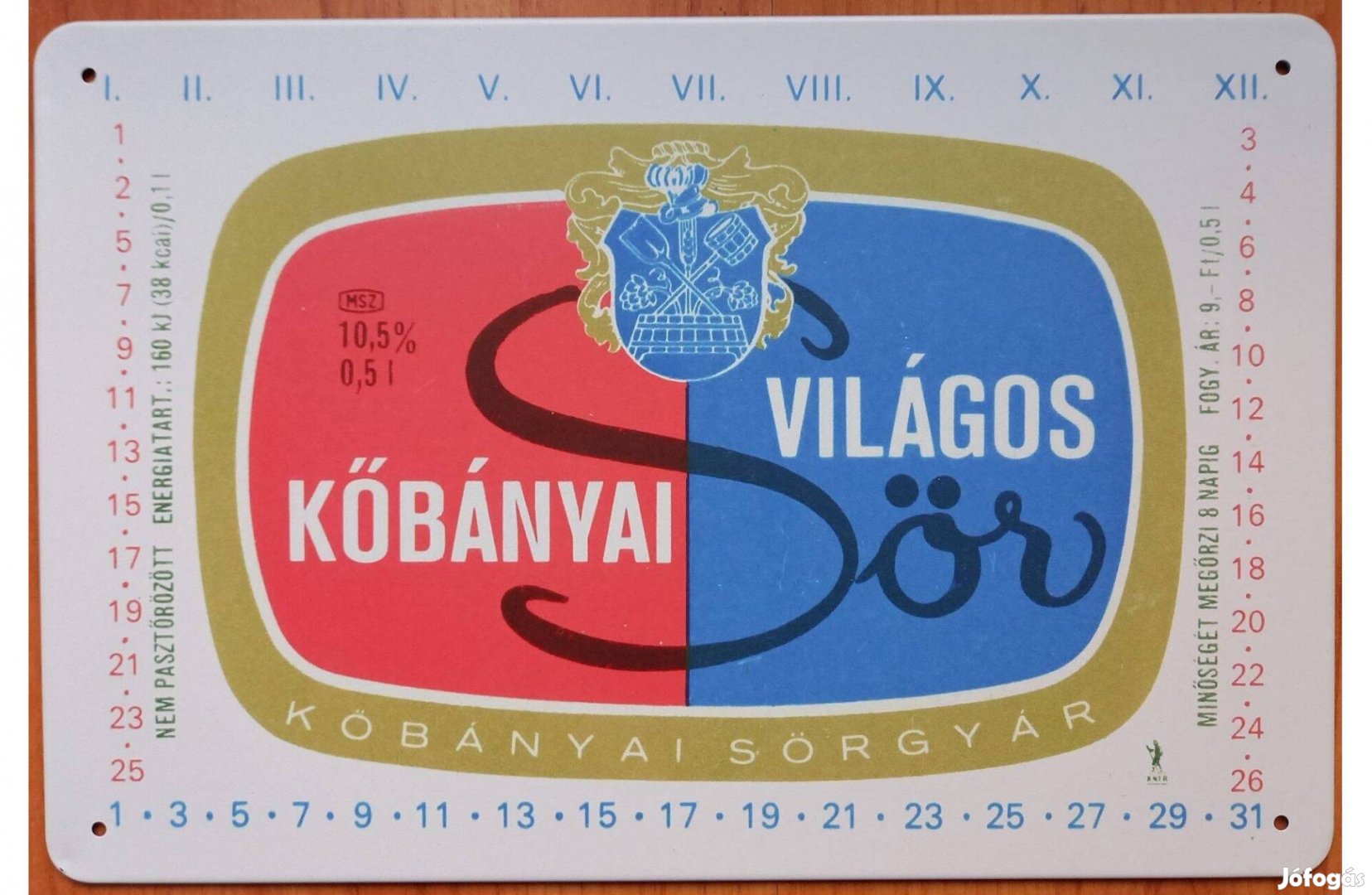 Dekorációs fém tábla - Retró Kőbányai Sörösüveg Címke -