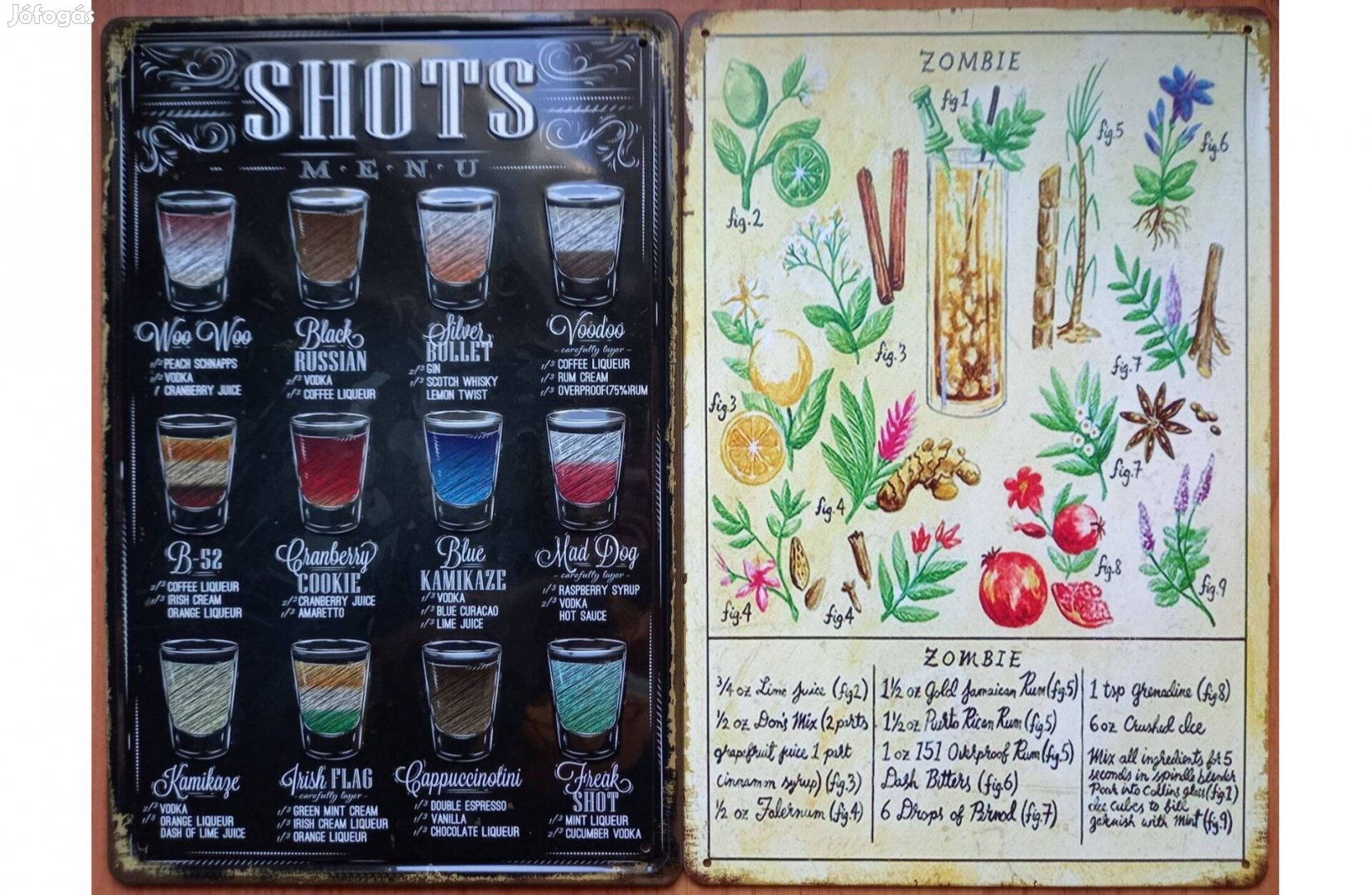 Dekorációs fém tábla - Rövidital Félék - Zombie Koktél