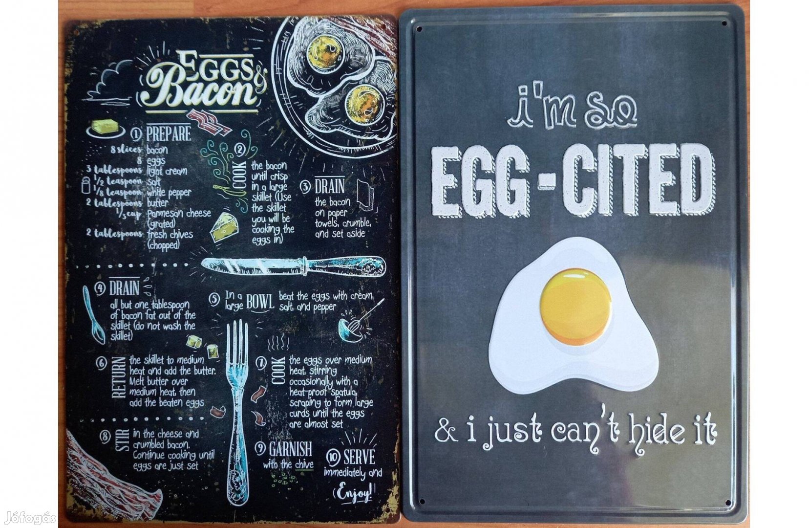 Dekorációs fém tábla - Szalonnás Tojás