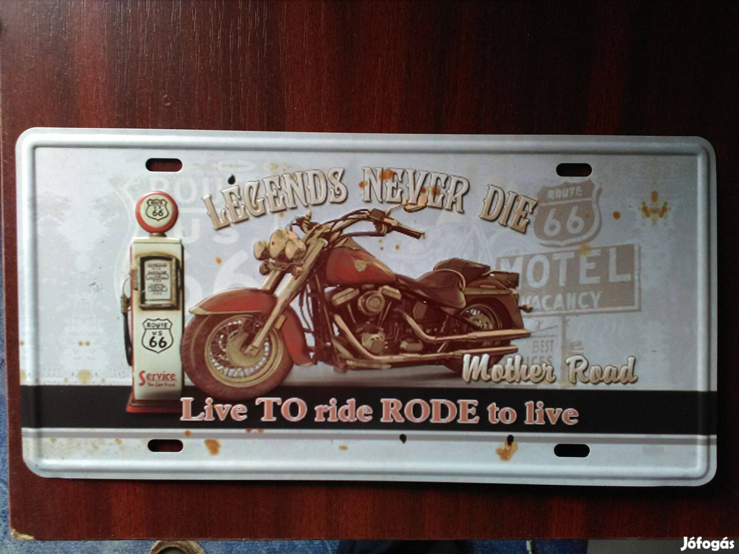 Dekorációs fémtábla USA motor Route 66 30x15