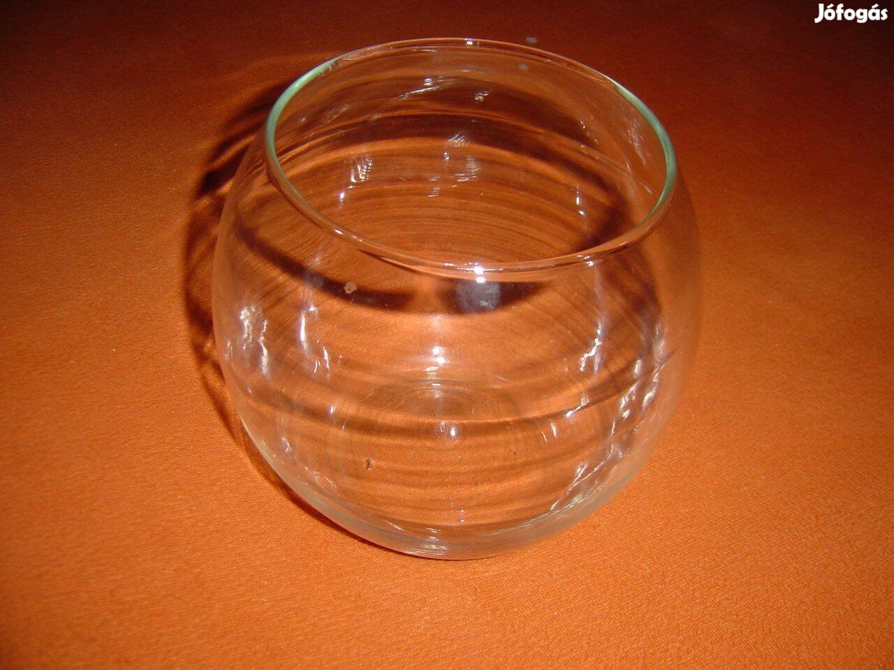 Dekoratív gömb váza, kerek, üveg (18 x 20 cm )