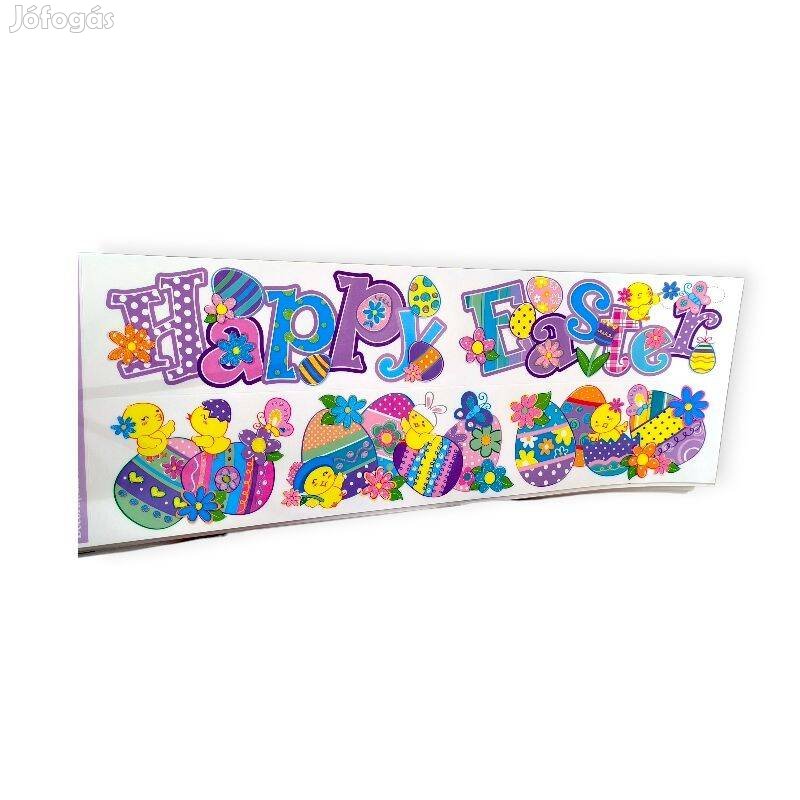 Dekoratív üvegmatrica tojás, csirke Boldog Húsvét