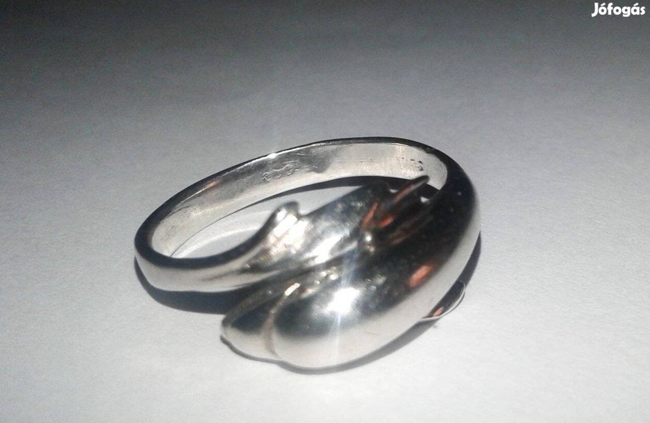 Delfines ezüst gyűrű 17 mm-es kisebb méret