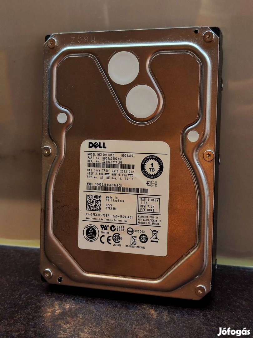 Dell 1TB SAS HDD MK1001Trkb 7.2K RPM 6Gbps Teszteletlen
