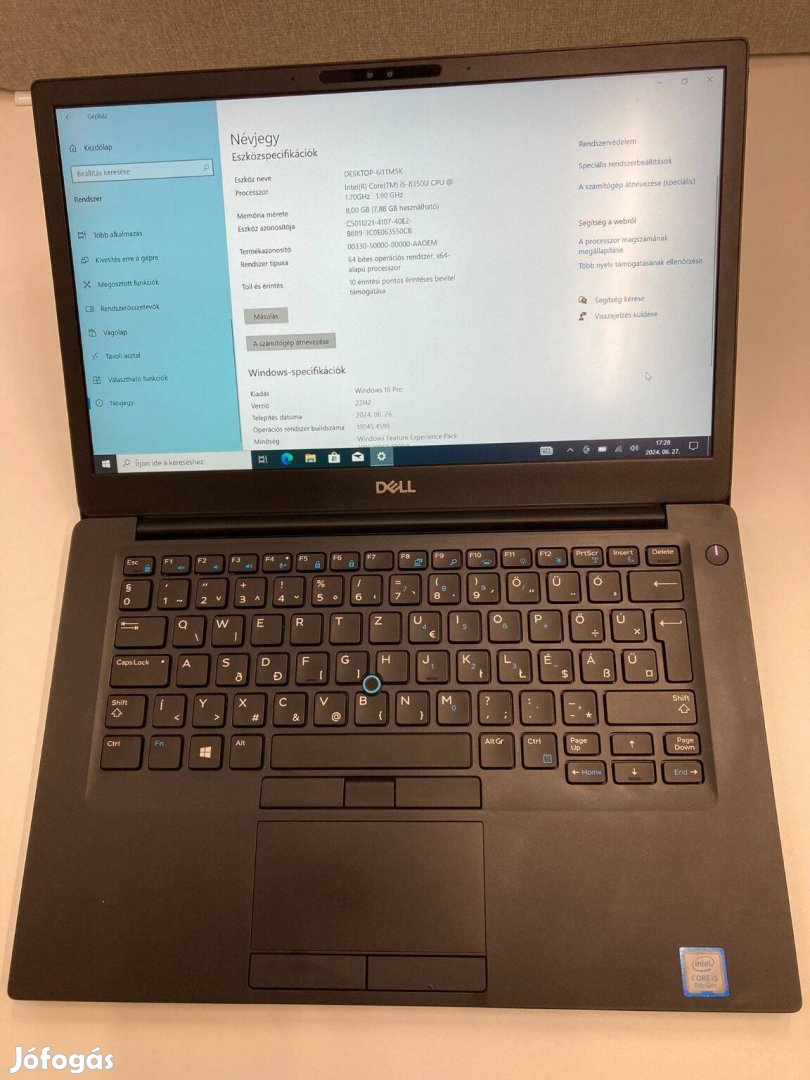 Dell 7490 érintőképernyős notebook hibamentes, szép állapotban eladó