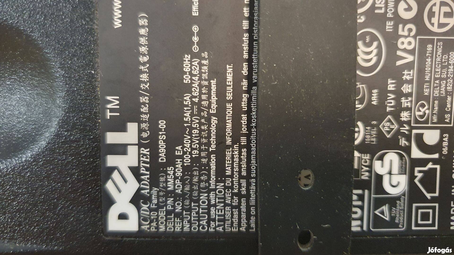 Dell 90W 19,5V 4,62A eredeti laptop notebook adapter töltő