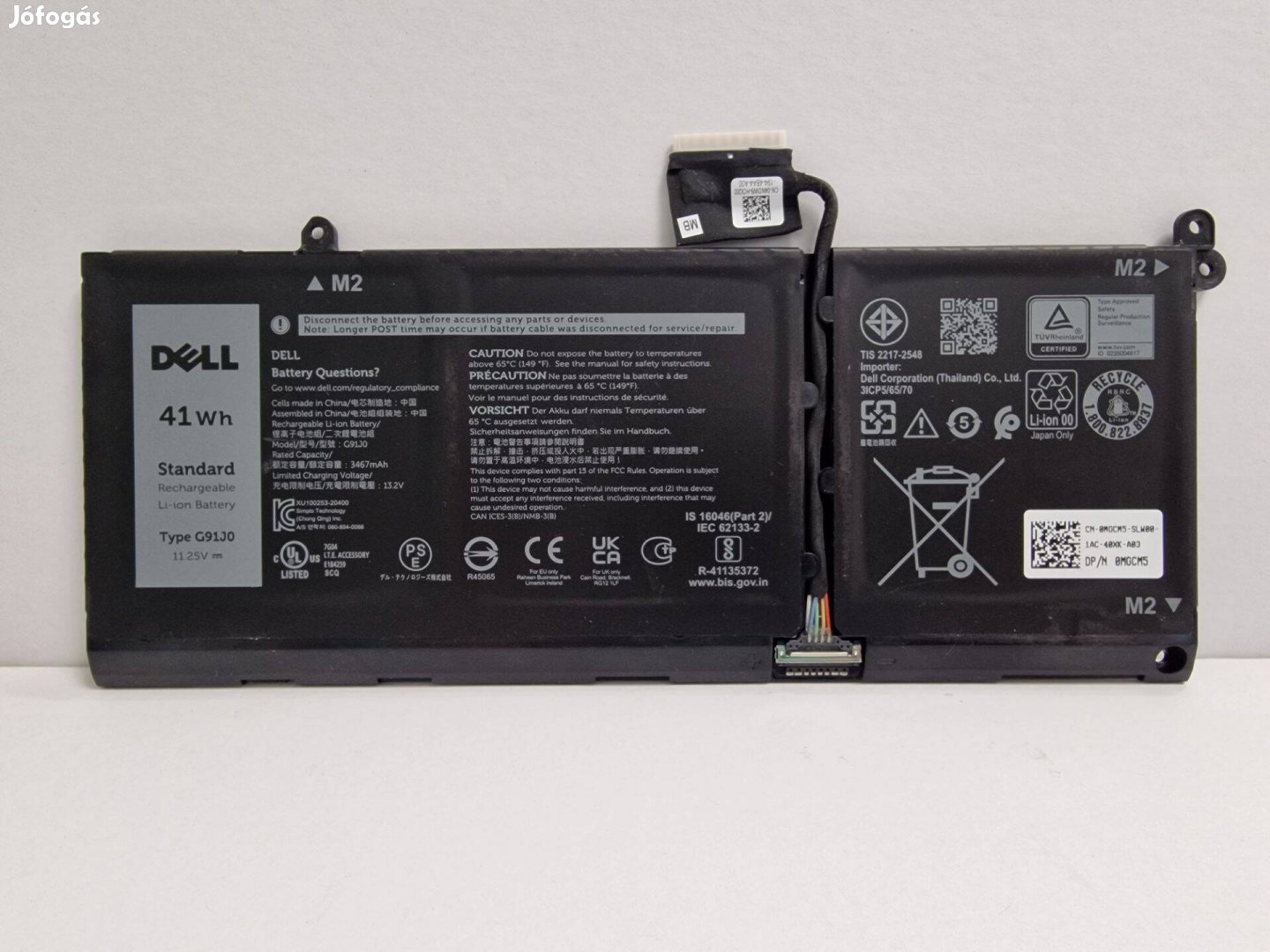 Dell G91J0 11.25V 3640mAh 41Wh gyári laptop akkumulátor eladó