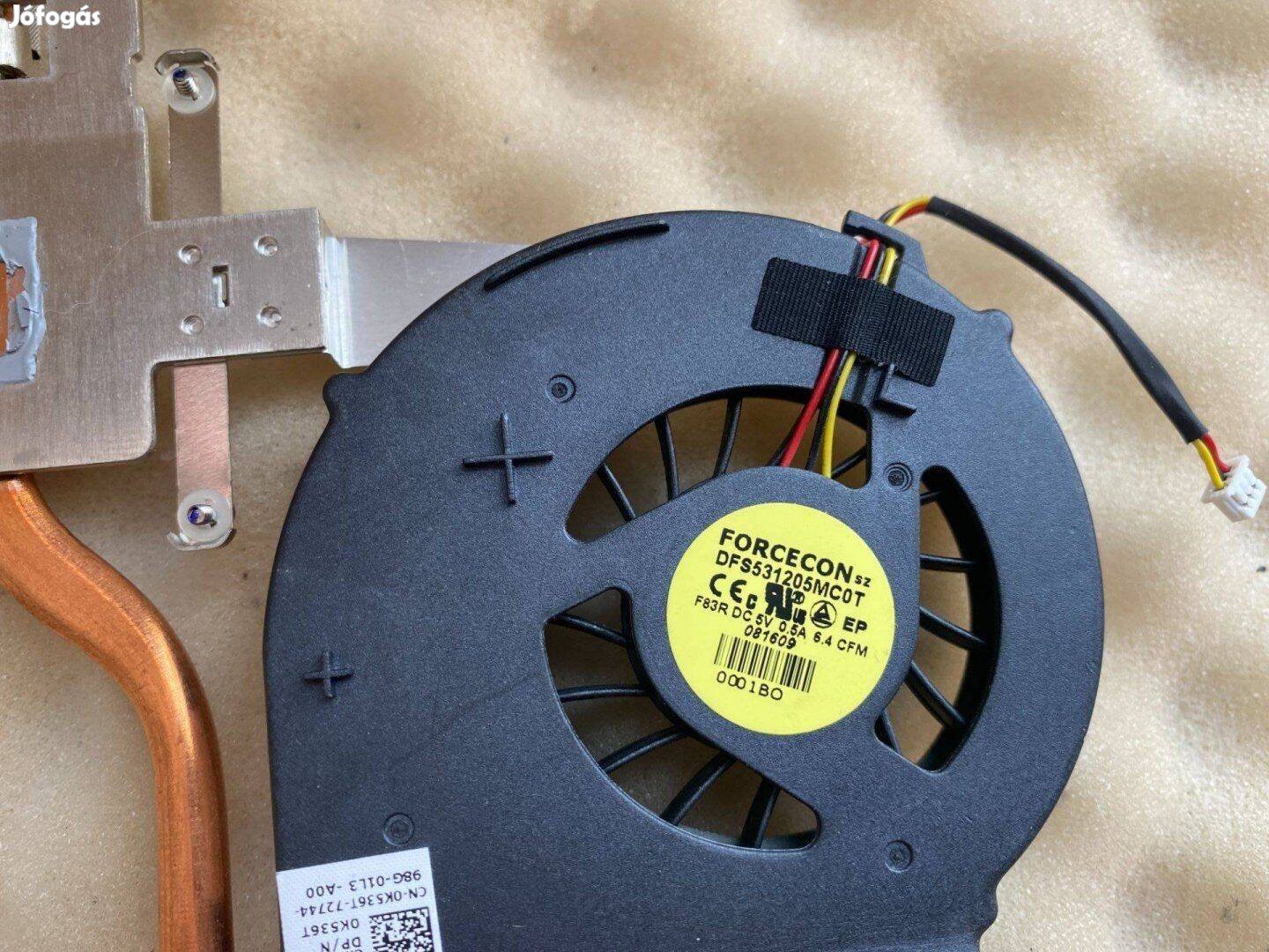 Dell Inspiron 1750 heatsink hűtőborda ventilátor UMA K536T 0K536T