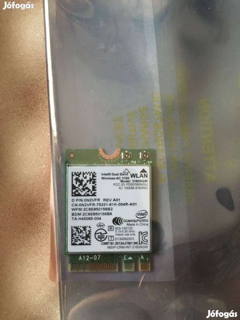Dell Inspiron 5447 5547 Vostro 3558 M2 WIFI Kártya N2VFR 0N2VFR AC3160