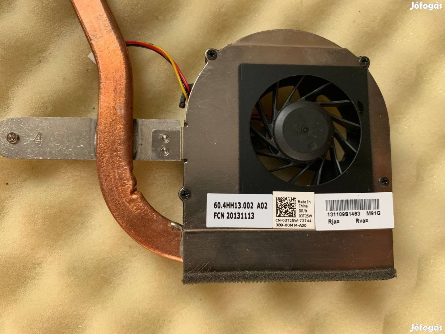 Dell Inspiron N5010 heatsink hűtőborda ventilátor 3T25W DFB451005M20T